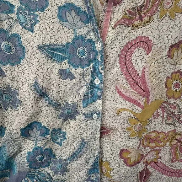 NWOT Cino Sundance Crinkled Pearl Button Shirt Peacock funky festival boho - L - Picture 6 of 11